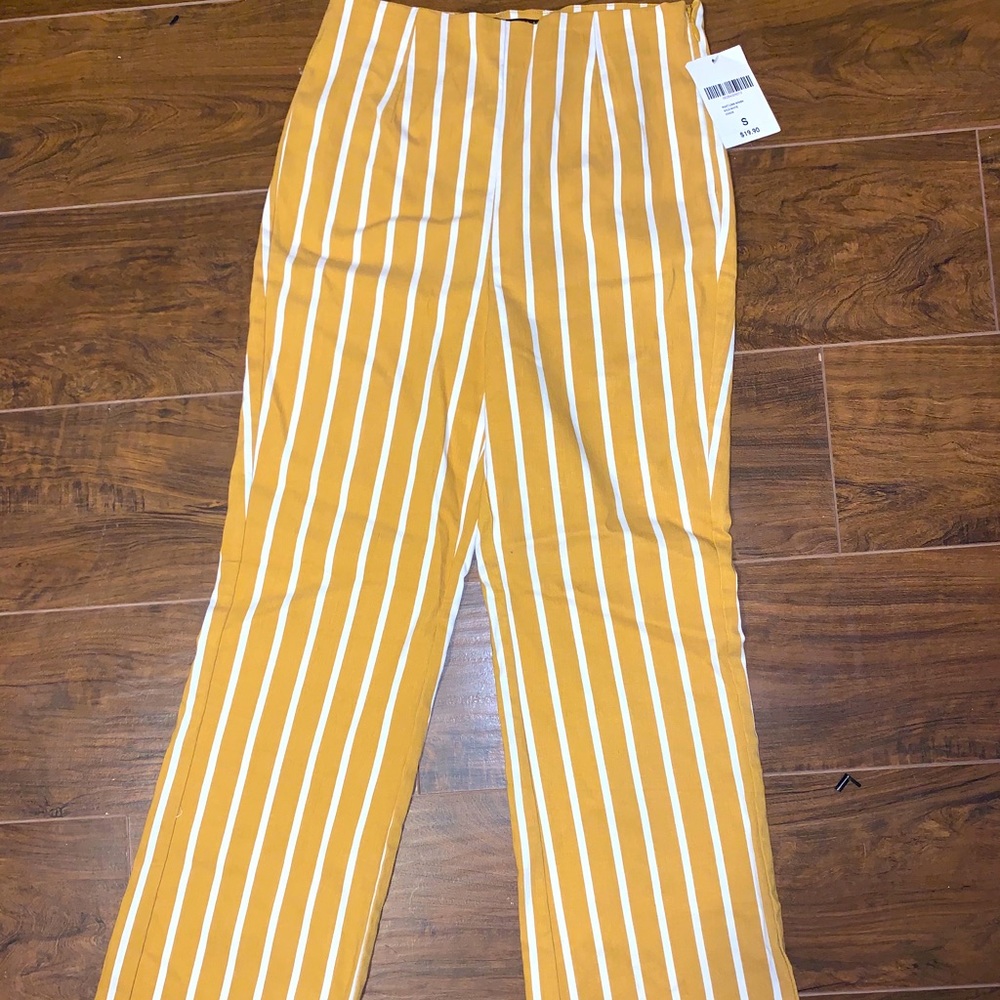 High wasted stripe yellow pants